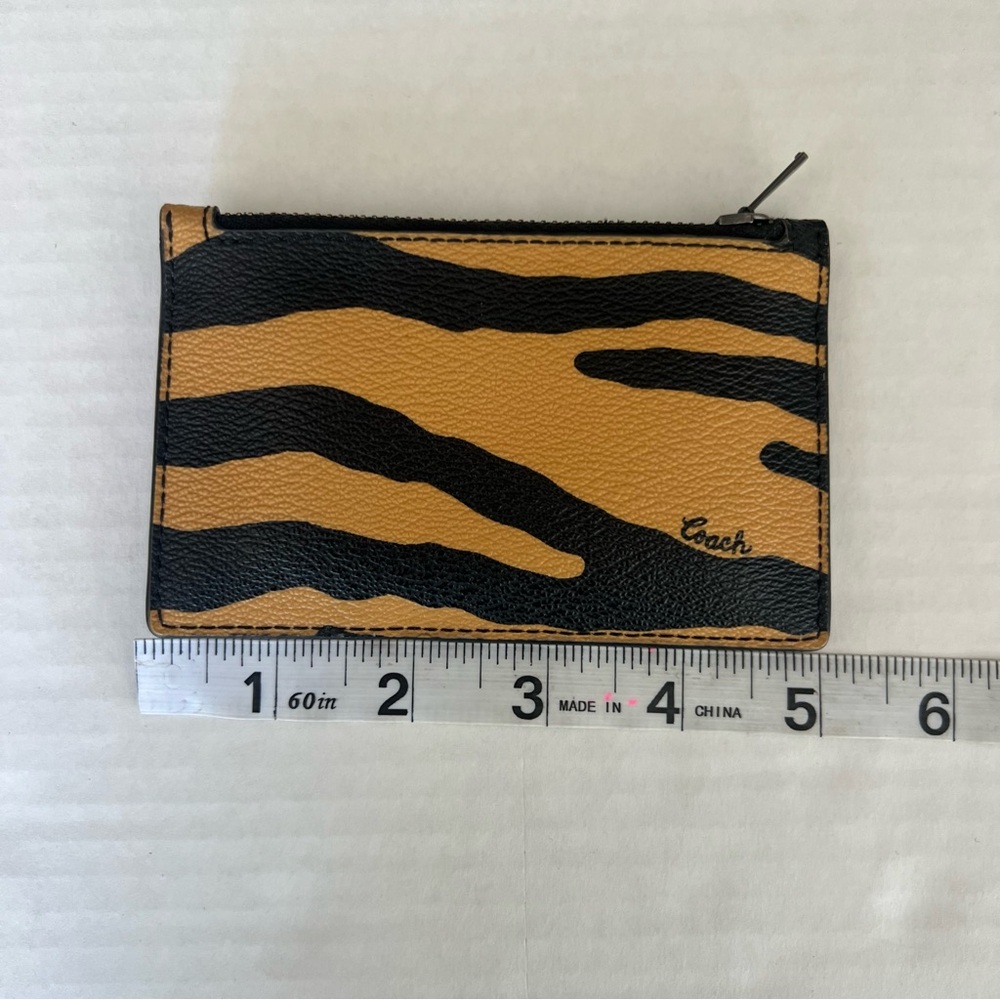 Coach card holder wallet Honey/Black/Red Printed Coated Canvas / Refined Pebble - Picture 4 of 5